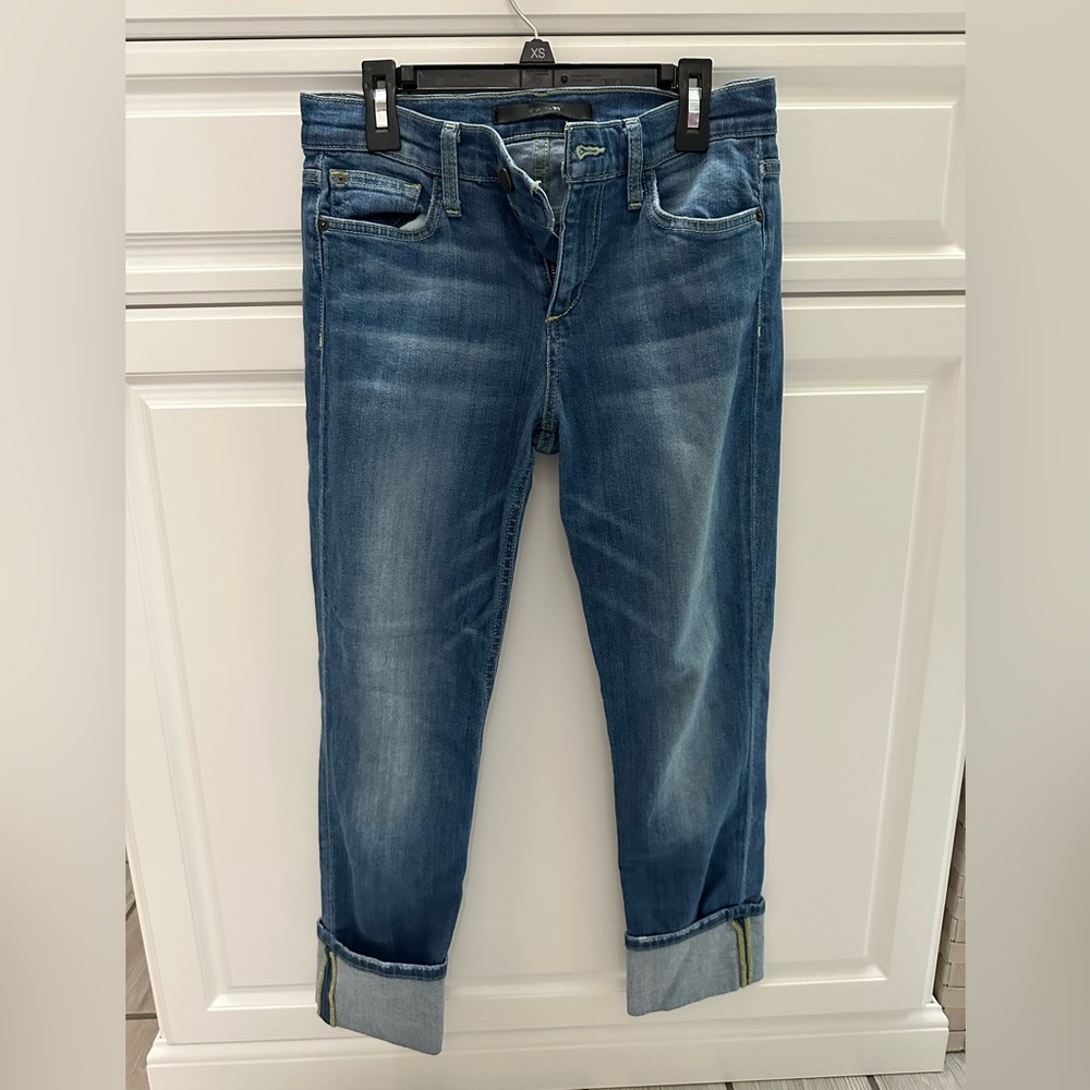 Joe’s Jeans Size 25 Cropped Stitched Cuff Light Faded Color Denim